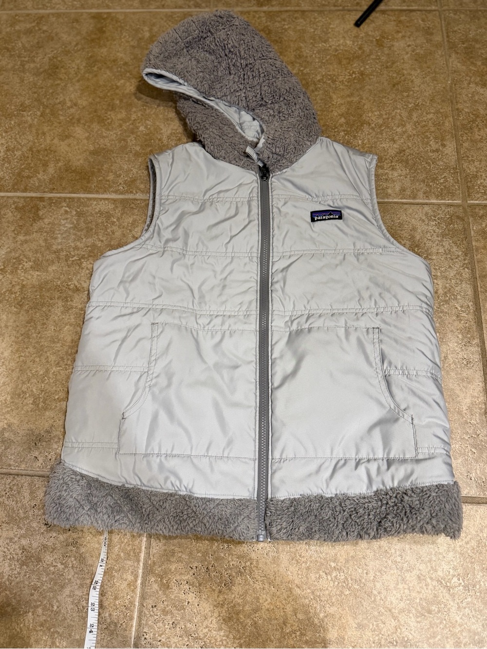 Patagonia Reversible Hooded Fleece Vest Women’s Large Gray